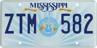 MS license plate ZTM582