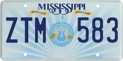 MS license plate ZTM583