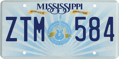 MS license plate ZTM584
