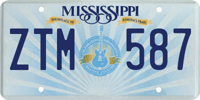 MS license plate ZTM587