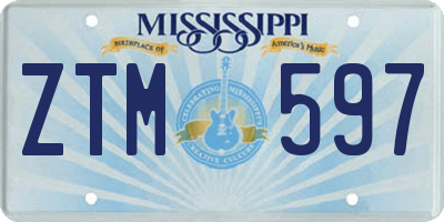 MS license plate ZTM597
