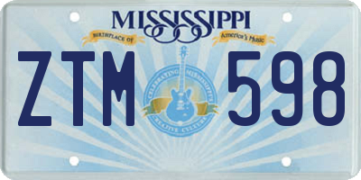 MS license plate ZTM598