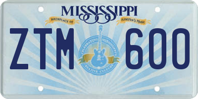MS license plate ZTM600