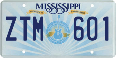 MS license plate ZTM601