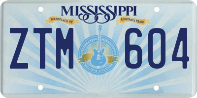 MS license plate ZTM604