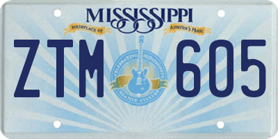 MS license plate ZTM605