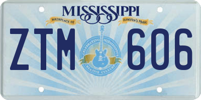 MS license plate ZTM606