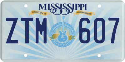 MS license plate ZTM607
