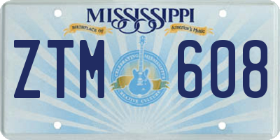 MS license plate ZTM608