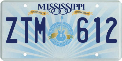 MS license plate ZTM612