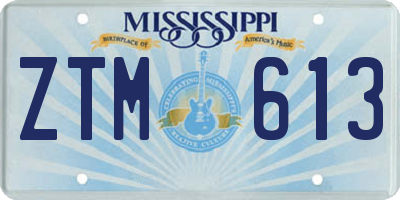 MS license plate ZTM613