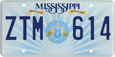 MS license plate ZTM614