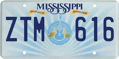 MS license plate ZTM616