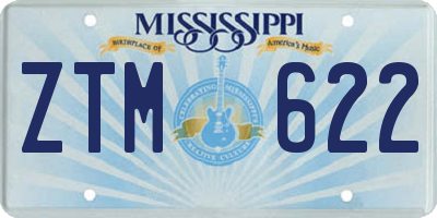 MS license plate ZTM622