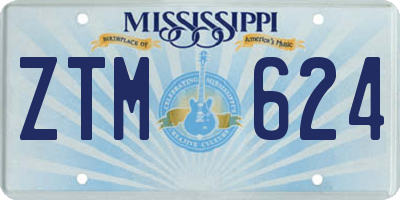 MS license plate ZTM624