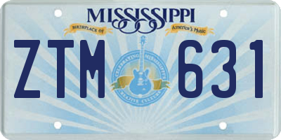 MS license plate ZTM631