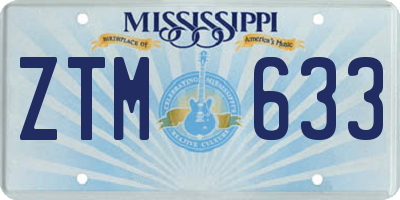 MS license plate ZTM633