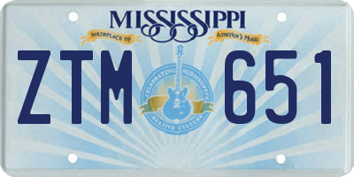 MS license plate ZTM651