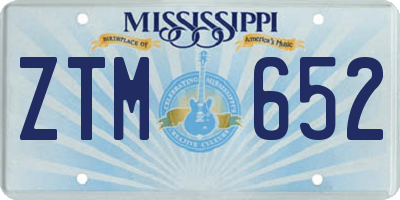 MS license plate ZTM652