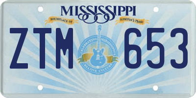 MS license plate ZTM653