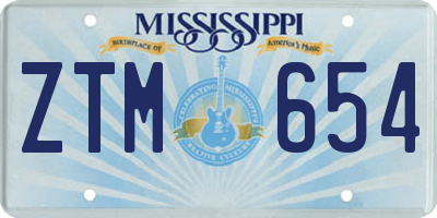 MS license plate ZTM654