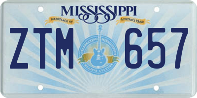 MS license plate ZTM657