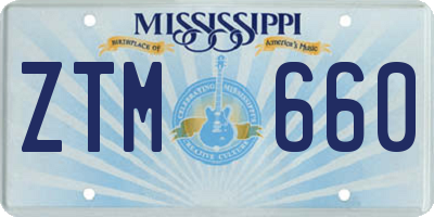 MS license plate ZTM660