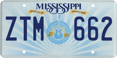 MS license plate ZTM662
