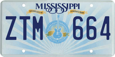 MS license plate ZTM664