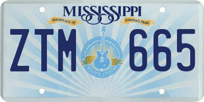 MS license plate ZTM665