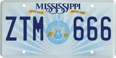 MS license plate ZTM666