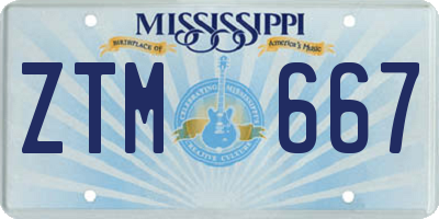 MS license plate ZTM667