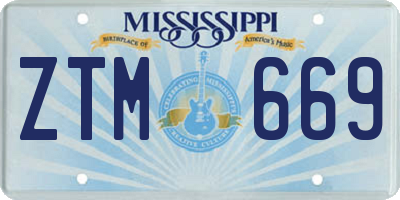 MS license plate ZTM669