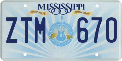MS license plate ZTM670