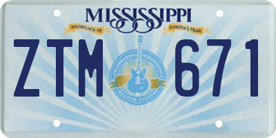 MS license plate ZTM671