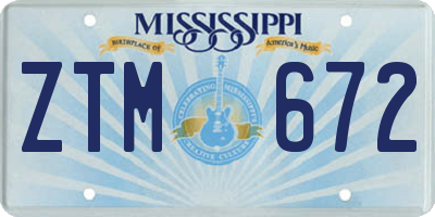 MS license plate ZTM672