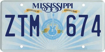 MS license plate ZTM674