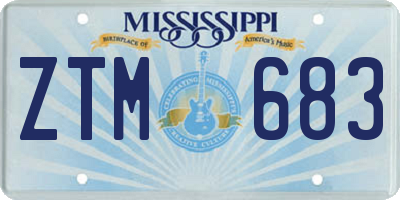 MS license plate ZTM683