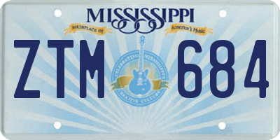 MS license plate ZTM684