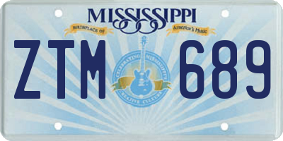 MS license plate ZTM689
