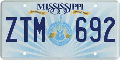 MS license plate ZTM692