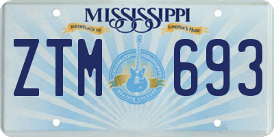 MS license plate ZTM693