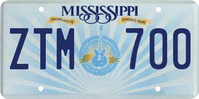 MS license plate ZTM700