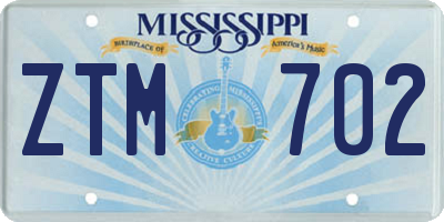 MS license plate ZTM702