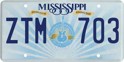 MS license plate ZTM703