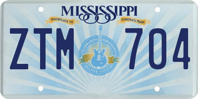 MS license plate ZTM704