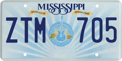 MS license plate ZTM705