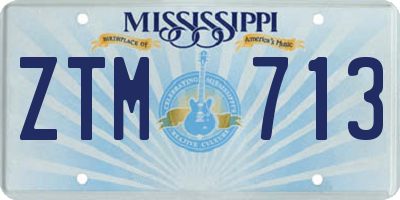 MS license plate ZTM713