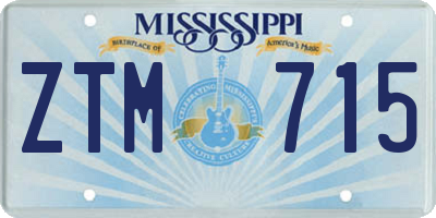 MS license plate ZTM715
