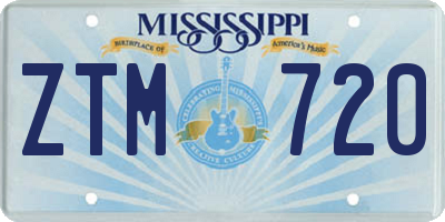 MS license plate ZTM720